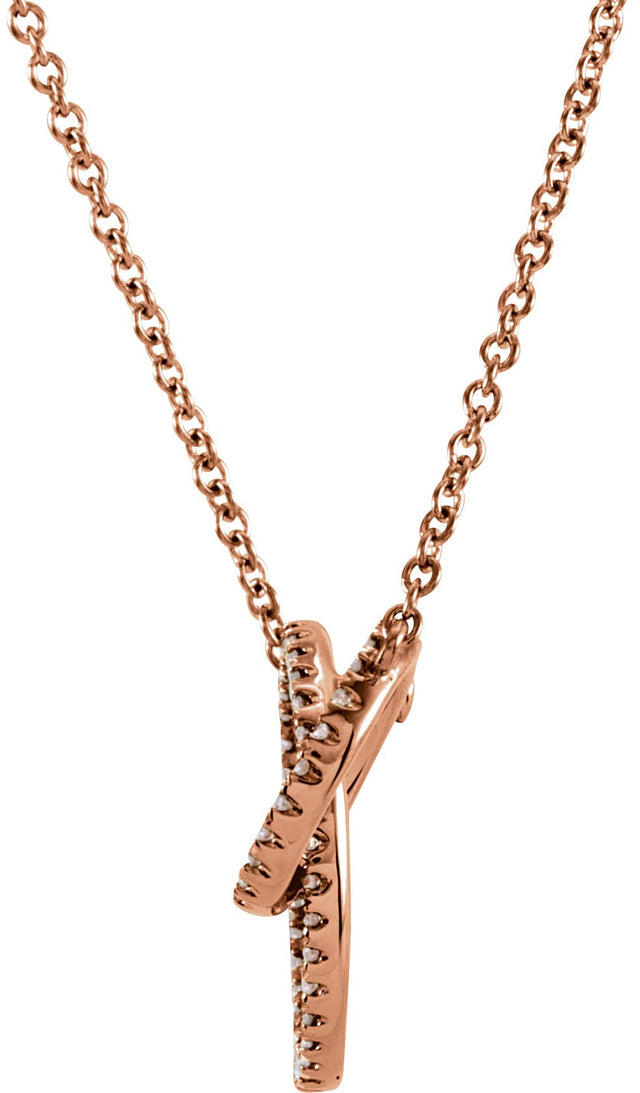 14K Gold Round Natural Diamond Interlocking Circle Necklace – 1/3 CTW - Rose Gold - view 2