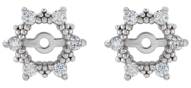 14K Gold Natural Diamond Halo-Style Earring Jackets III - White Gold - view 2