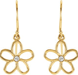 14K Gold Round Natural Diamond Flower Earrings – 2mm Stones - view 2