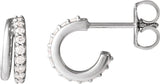 14K Gold Round Lab-Grown Diamond Accented Hoop Earrings – 1.2mm Stones - White Gold