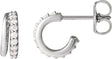 Platinum Round Natural Diamond Accented Hoop Earrings – 1.2mm Stones