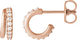 14K Gold Round Natural Diamond Accented Hoop Earrings IX - Rose Gold - view 2