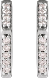 14K Gold Round Natural Diamond Accented Geometric Hoop Earrings - White Gold - view 2