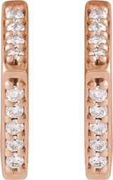 14K Gold Round Natural Diamond Accented Geometric Hoop Earrings - Rose Gold - view 2