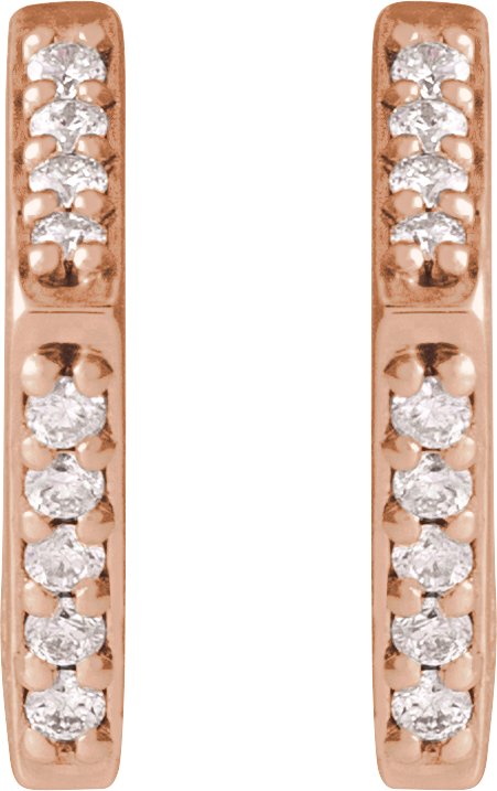 14K Gold Round Natural Diamond Accented Geometric Hoop Earrings - Rose Gold - view 2