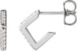 14K Gold Round Natural Diamond Accented Geometric Hoop Earrings - White Gold