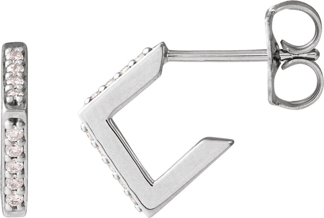 14K Gold Round Natural Diamond Accented Geometric Hoop Earrings - White Gold