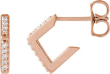14K Gold Round Natural Diamond Accented Geometric Hoop Earrings - Rose Gold