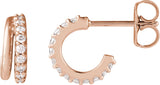 14K Gold Round Lab-Grown Diamond Accented Hoop Earrings – 1.2mm Stones - Rose Gold