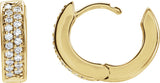 14K Gold Round Natural Diamond Accented Hinged Hoop Earrings – 1.2mm Stones - Yellow Gold - view 3