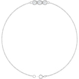 14K Gold Round Natural Diamond Accented Link Bracelet – 3mm Stones - White Gold