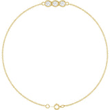 14K Gold Round Natural Diamond Accented Link Bracelet – 3mm Stones - Yellow Gold