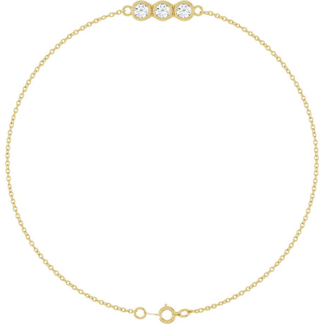 14K Gold Round Lab-Grown Diamond Accented Link Bracelet – 3mm Stones - Yellow Gold