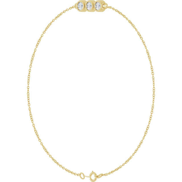 14K Gold Round Lab-Grown Diamond Accented Link Bracelet – 3mm Stones - Yellow Gold - view 2
