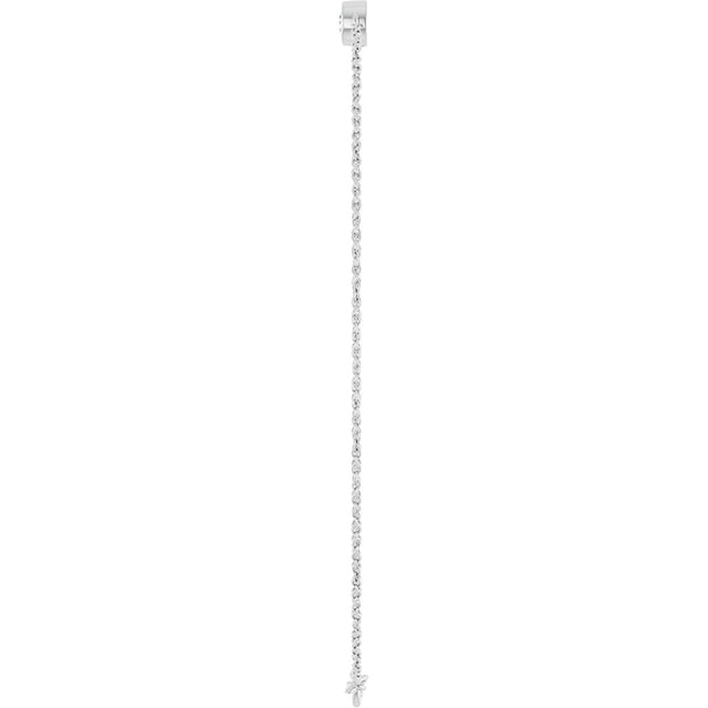 14K Gold Round Lab-Grown Diamond Accented Link Bracelet – 3mm Stones - White Gold - view 3