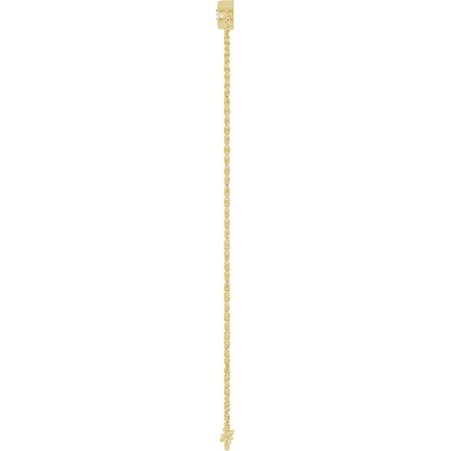 14K Gold Round Natural Diamond Accented Link Bracelet – 3mm Stones - Yellow Gold - view 3
