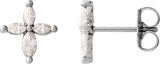 Platinum Marquise Natural Diamond Accented Cross Earrings