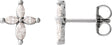 14K Gold Marquise Natural Diamond Accented Cross Earrings - White Gold