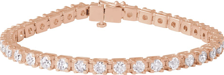 14K Gold Round Lab-Grown Diamond Line Bracelet – 1.4-4.25mm Stones - Rose Gold
