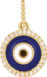 14K Gold Accented Evil Eye Pendant - Yellow Gold