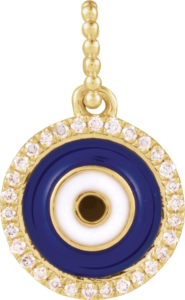 14K Gold Accented Evil Eye Pendant - Yellow Gold