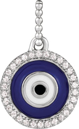 14K Gold Accented Evil Eye Pendant - White Gold