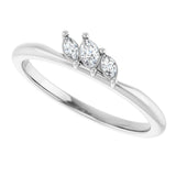 14K Gold Marquise Natural Diamond Three-Stone Ring - White Gold - view 5