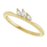 14K Gold Marquise Natural Diamond Three-Stone Ring - Yellow Gold - view 5