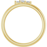 14K Gold Marquise Natural Diamond Three-Stone Ring - Yellow Gold - view 2