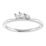 Platinum Marquise Natural Diamond Three-Stone Ring - view 3