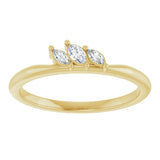 14K Gold Marquise Natural Diamond Three-Stone Ring - Yellow Gold - view 3