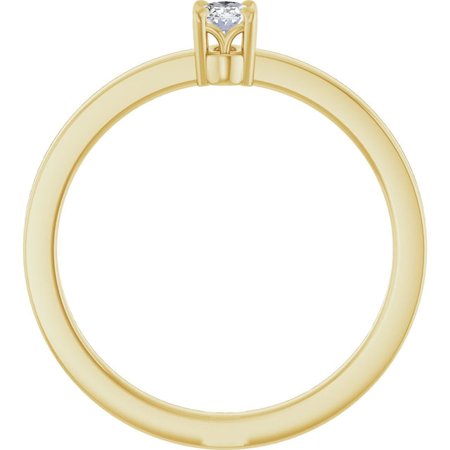 14K Gold Emerald Lab-Grown Diamond Claw-Prong Solitaire Ring - Yellow Gold - view 3