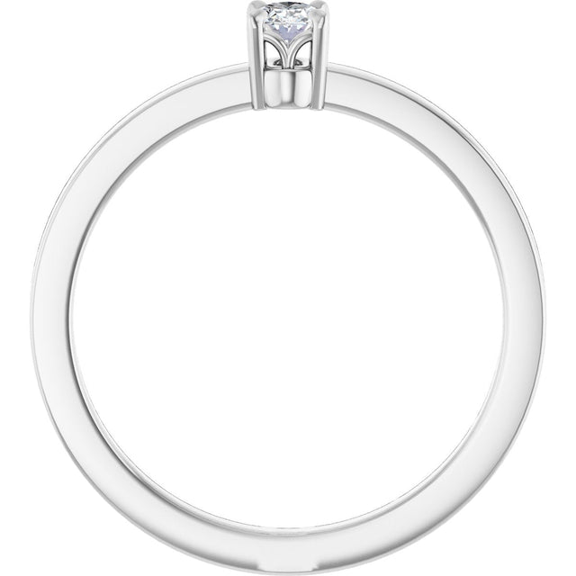 14K Gold Emerald Lab-Grown Diamond Claw-Prong Solitaire Ring - White Gold - view 3