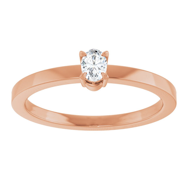 14K Gold Emerald Lab-Grown Diamond Claw-Prong Solitaire Ring - Rose Gold - view 2