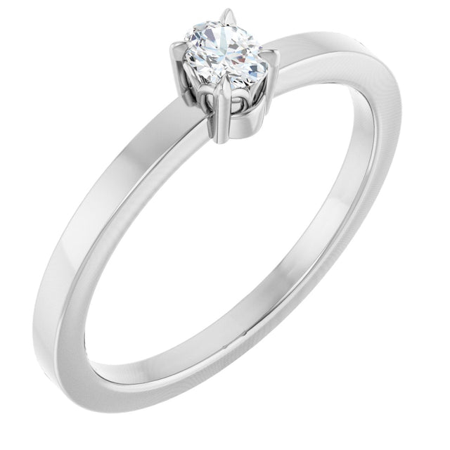 14K Gold Emerald Natural Diamond Claw-Prong Solitaire Ring - White Gold