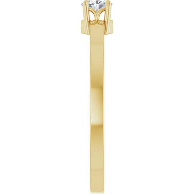 14K Gold Emerald Lab-Grown Diamond Claw-Prong Solitaire Ring - Yellow Gold - view 4
