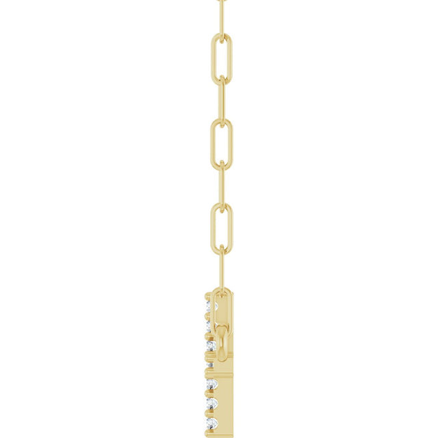 14K Gold Round Natural Diamond Accented Sideways Cross Necklace – 19.3x10.8mm - Yellow Gold - view 3