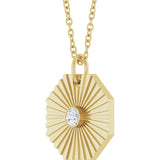 14K Gold Round Natural Diamond Medallion Necklace or Pendant - Yellow Gold - view 2