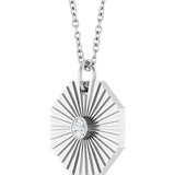 14K Gold Round Natural Diamond Medallion Necklace or Pendant - White Gold - view 2
