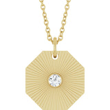 14K Gold Round Natural Diamond Medallion Necklace or Pendant - Yellow Gold