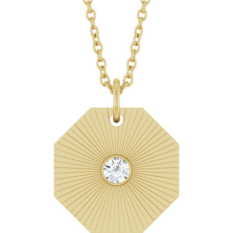 14K Gold Round Natural Diamond Medallion Necklace or Pendant - Yellow Gold