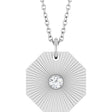 14K Gold Round Natural Diamond Medallion Necklace or Pendant - White Gold