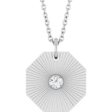 14K Gold Round Natural Diamond Medallion Necklace or Pendant - White Gold
