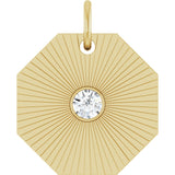 14K Gold Round Natural Diamond Medallion Necklace or Pendant - Yellow Gold