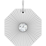 14K Gold Round Natural Diamond Medallion Necklace or Pendant - White Gold