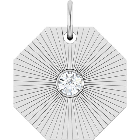 14K Gold Round Natural Diamond Medallion Necklace or Pendant - White Gold