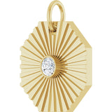 14K Gold Round Natural Diamond Medallion Necklace or Pendant - Yellow Gold - view 2