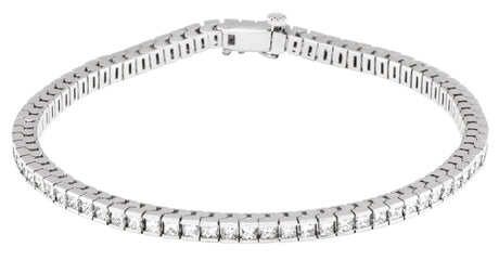 14K Gold Square Natural Diamond Line Bracelet – 2x2mm - White Gold