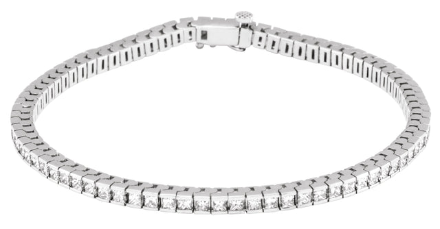 14K Gold Square Natural Diamond Line Bracelet – 2x2mm - White Gold