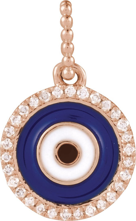 14K Gold Accented Evil Eye Pendant - Rose Gold